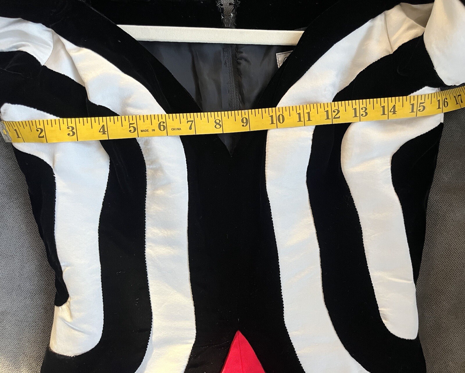Vintage 1980s Fernando Pena Black White Red Dress Satin Velvet Bows Unique Rare
