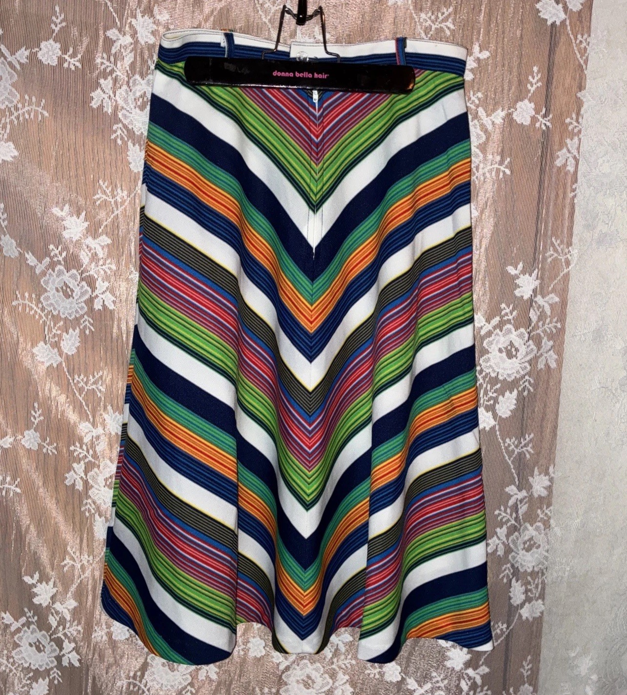Vintage 70s Tomboy of California? Retro Rainbow Stripe A Line Mini Skirt