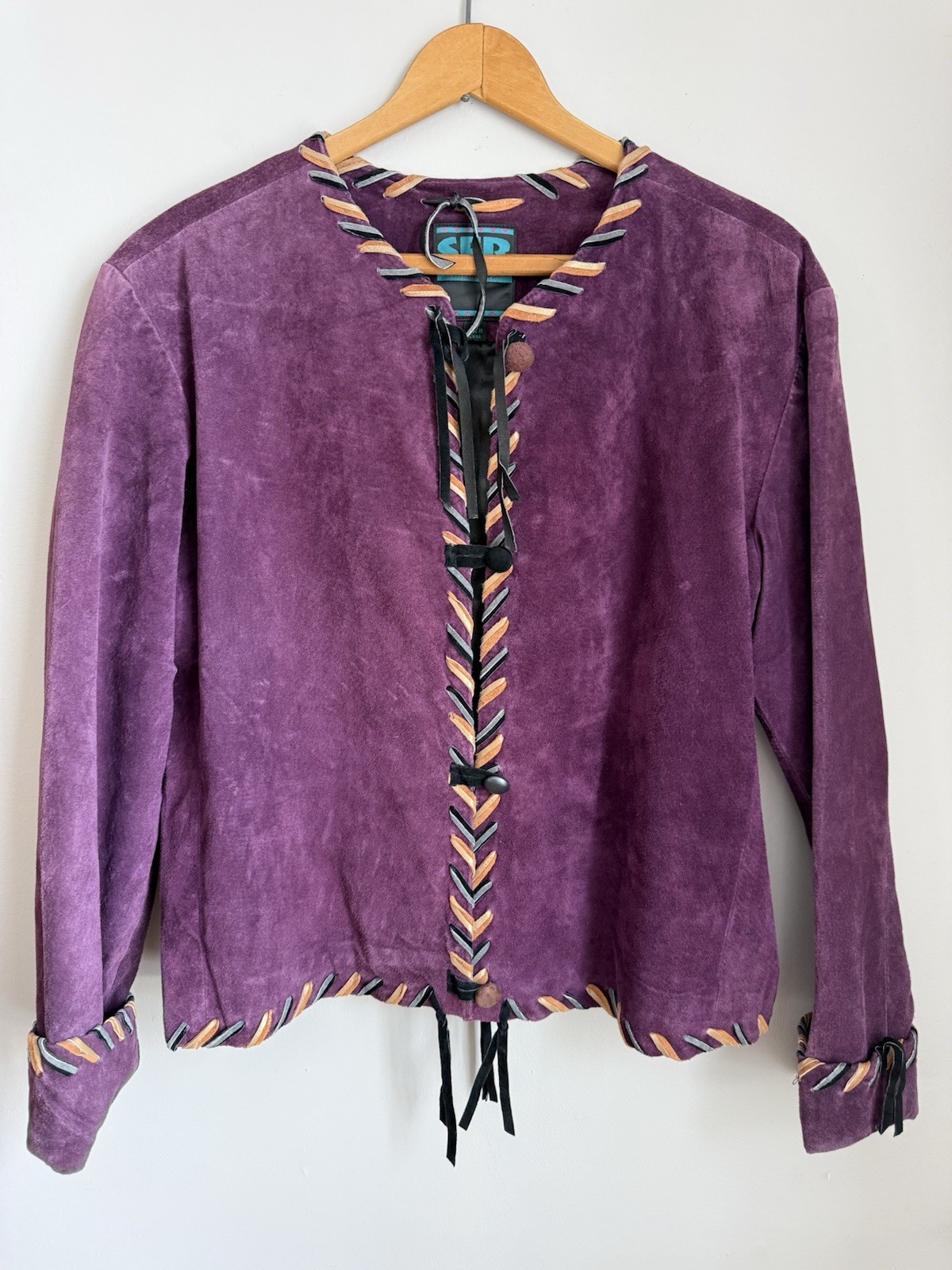 Vtg SFR Santa Fe Recreations Purple Suede Fringe Western Braided One Of A Kind M