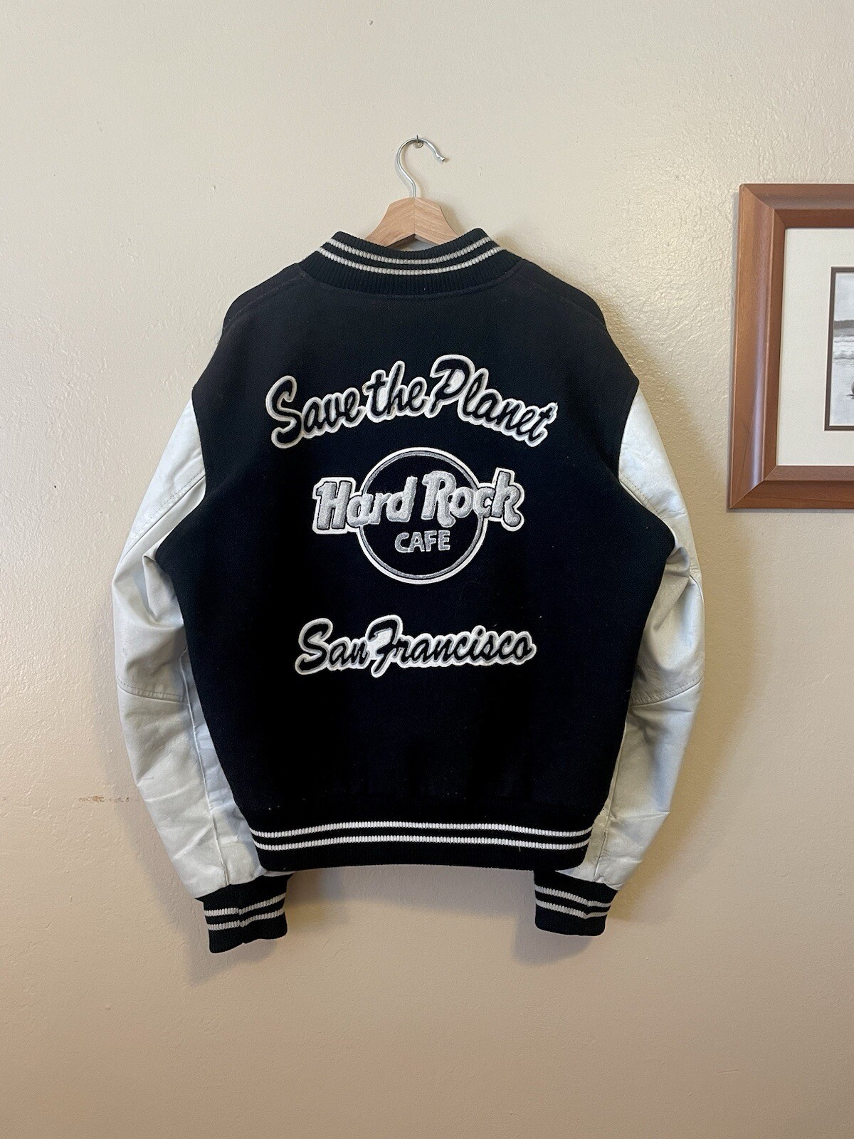 Vintage 90s RARE Hard Rock Cafe San Francisco Leather Letterman Jacket