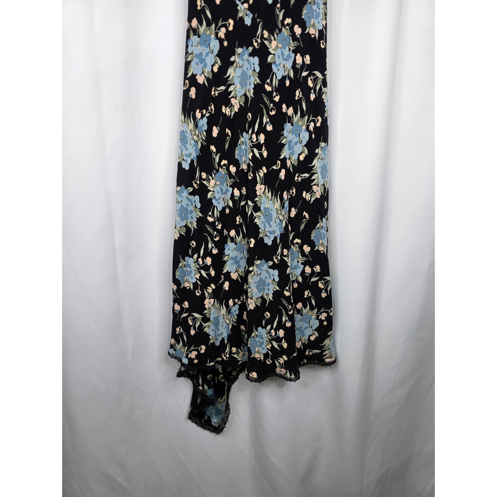 Betsey Johnson Black Label Slip Dress Womens 10 Black Floral Vintage Asymmetric