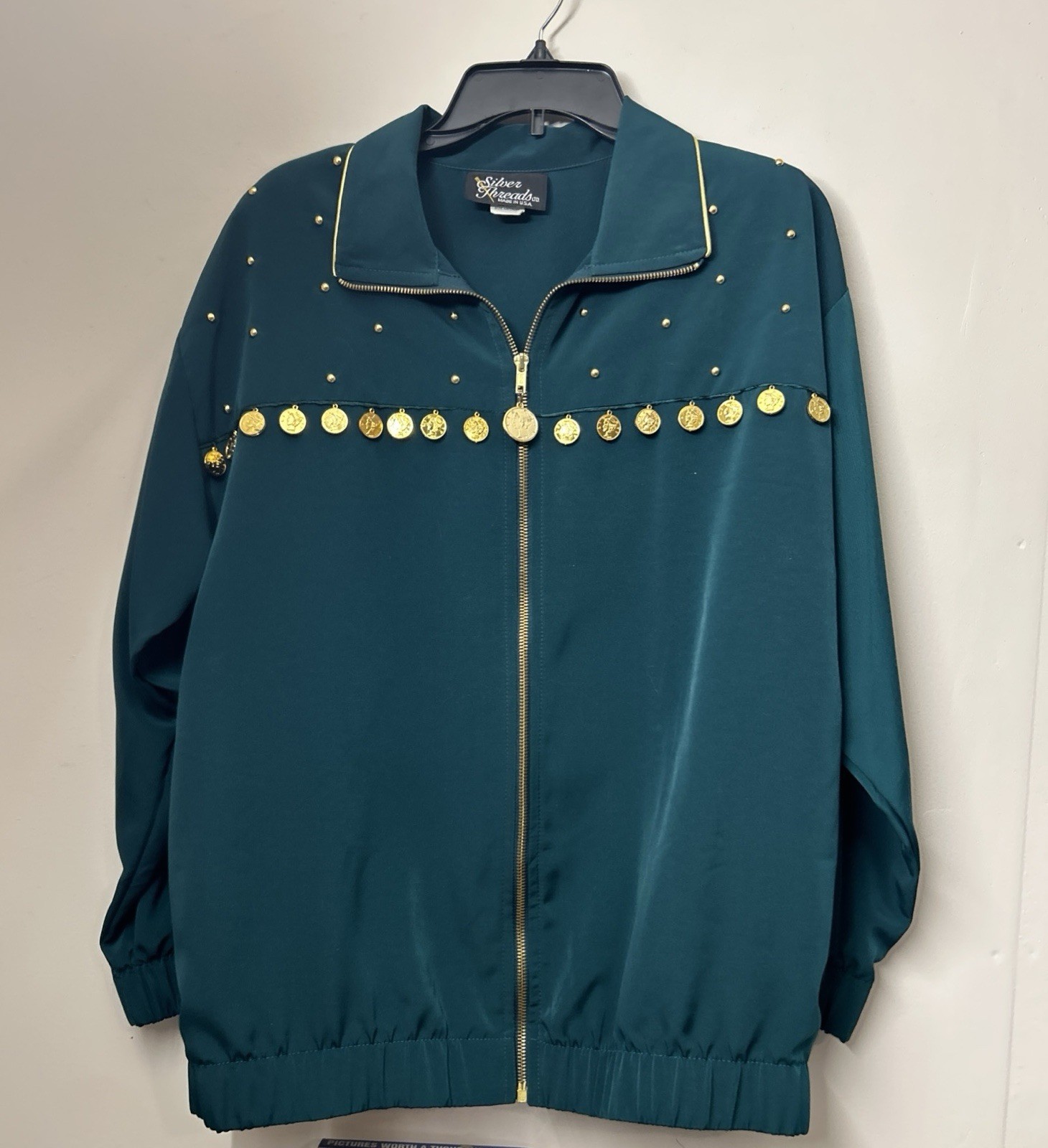 Silver Threads Vintage Jacket & Pants Set 80’s Emerald Green Size Medium Woman’s
