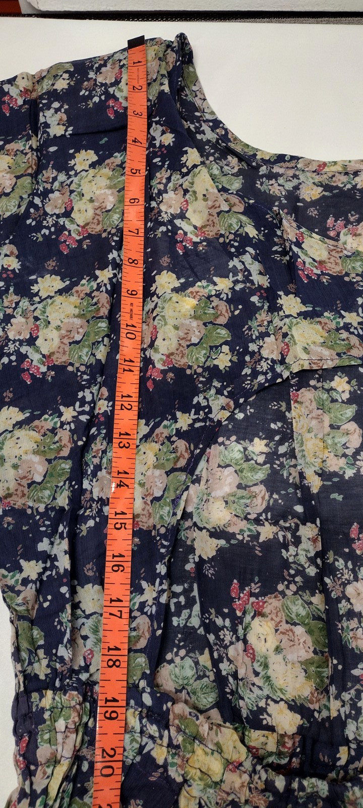 1990s Sundress Dress Midi Open Back Blue Floral Sheer Cotton – 1930s Influence