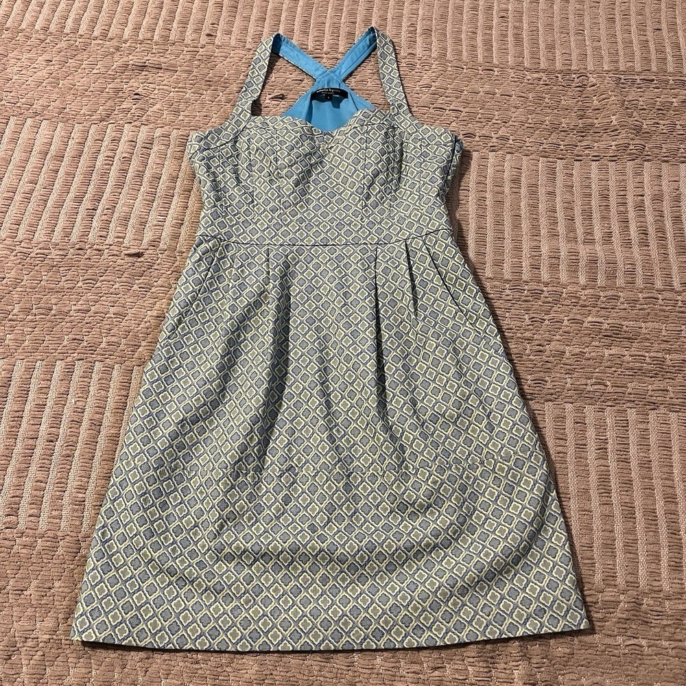 Nanette Lepore Women Size 2 A Line Mini Dress Retro 70s Inspired Blue Green
