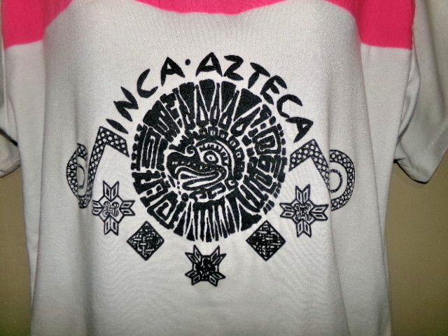 True Vintage 80’s Fluorescent Tribal Ladies Shirt Inca Azteca Alley Cat 2 Brand