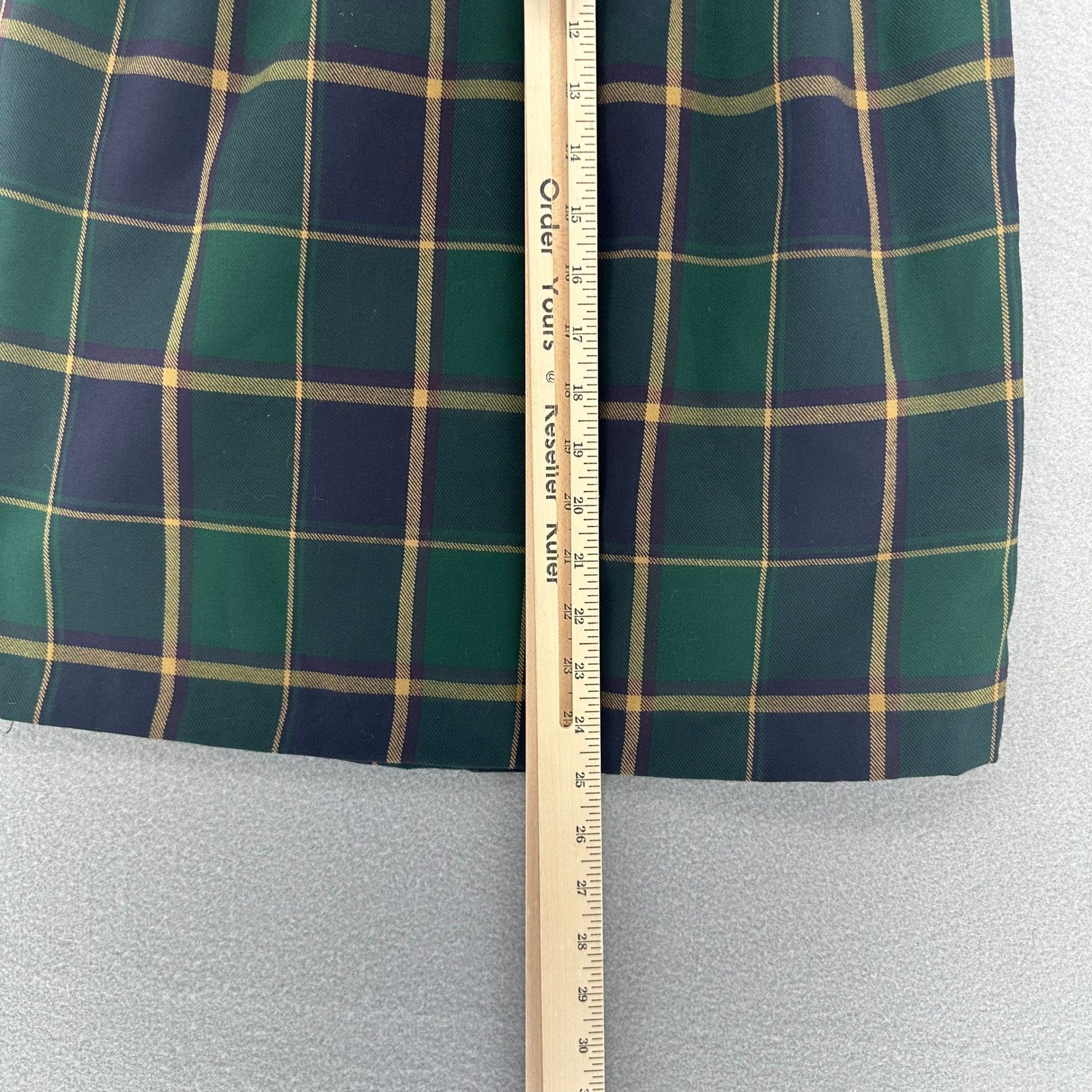 VTG Sunshine Starshine Green Navy Plaid Skirt Suit Blazer Set 8 DEADSTOCK Career
