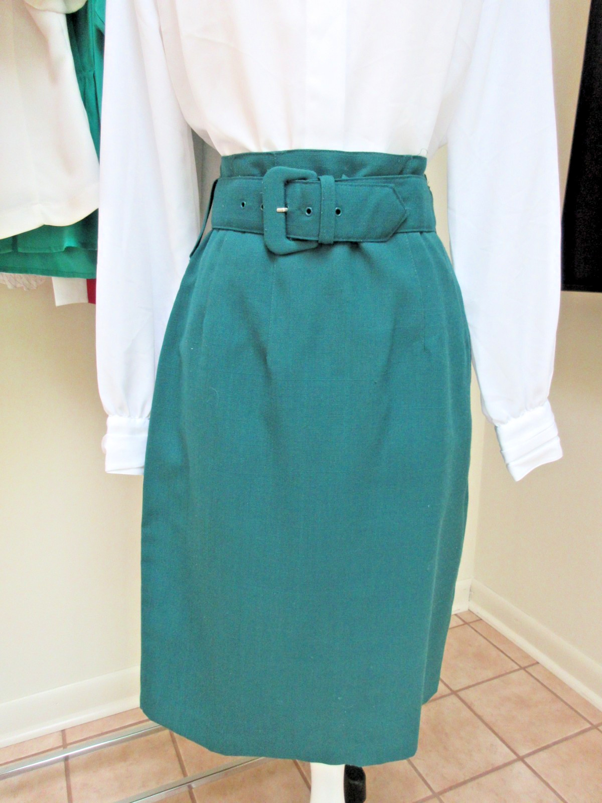 Vtg 12 Pc Lot 1980s Blouses Dress Skirts Sweaters High Collars Geek Secretary