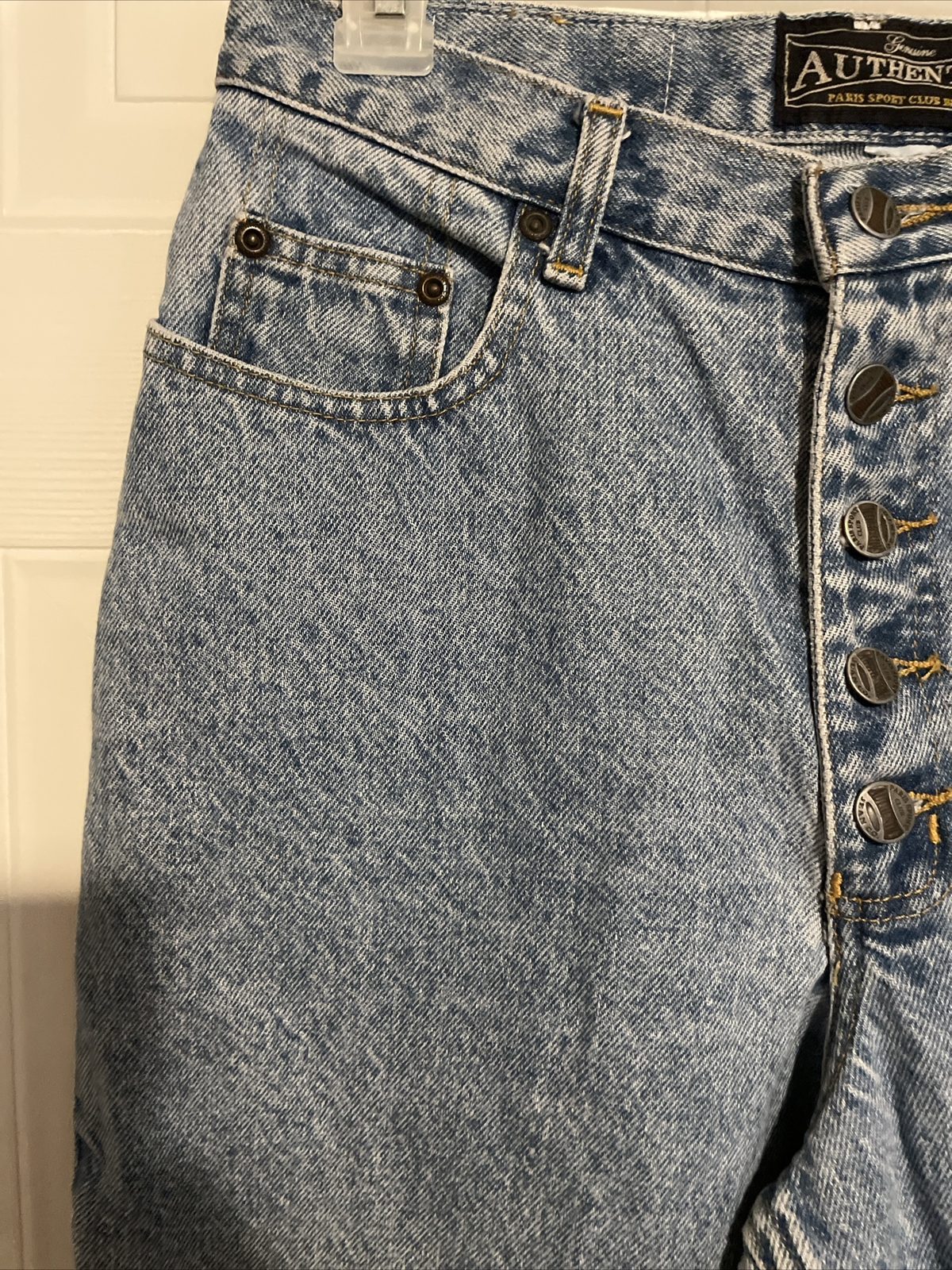 Vintage Paris Sport Club Button Fly Jeans Womens Size 28×29 Classic Fit Tapered