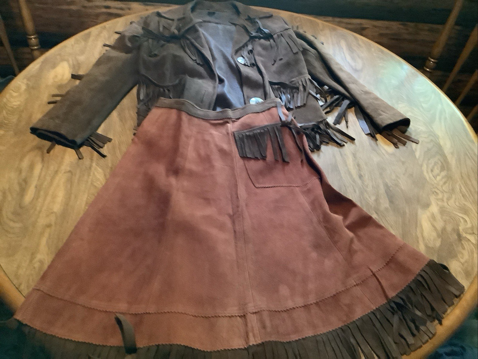 Western Jacket And Skirt Ranch Wear Suede Fringe Sz S