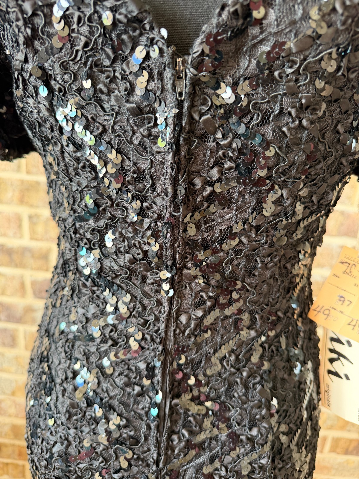Karen Lucas for Niki Dead Stock Vintage sequin 90’s cocktail dress black ILGWU