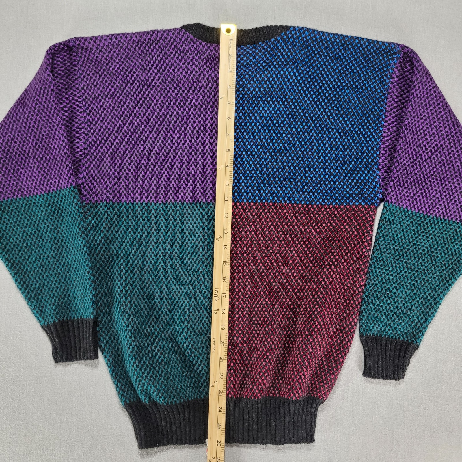 Vintage New Era Sweater Women Small Retro Colorful Color Block Knit Acrylic