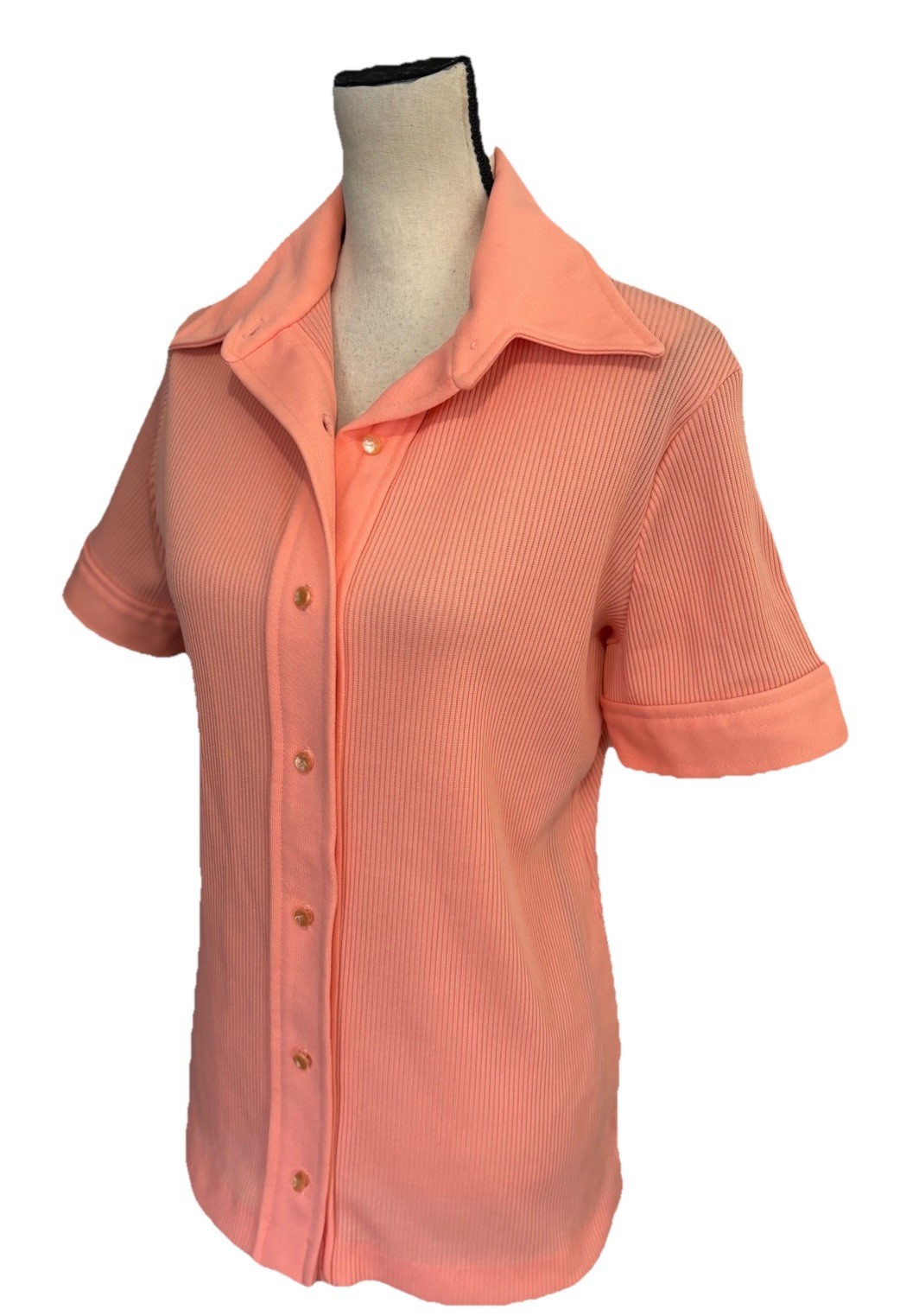 Vintage 70s Top Stage 7 Women’s Orange Shirt Blouse Pointed Collar XL
