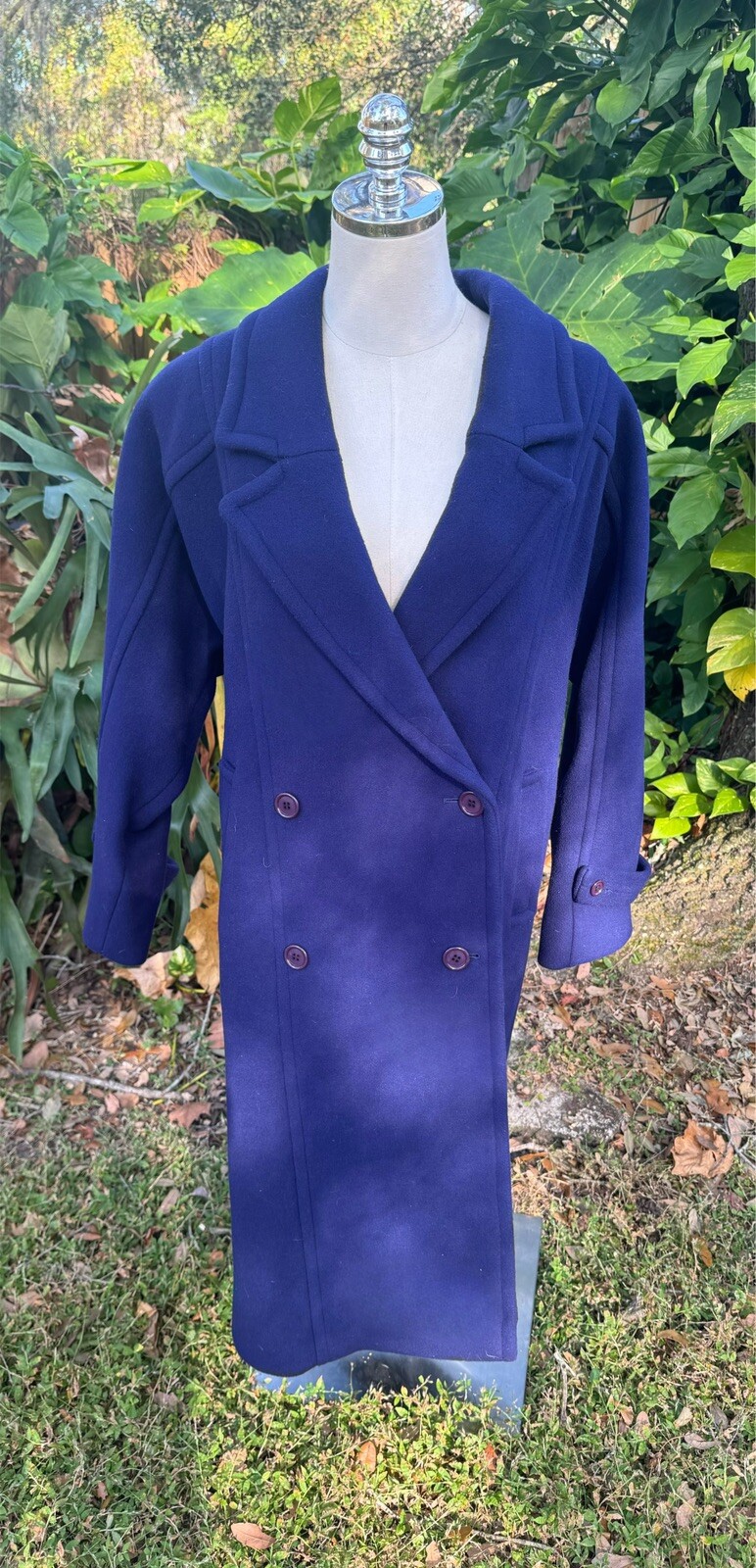 Vintage 100% Wool Trench Coat Purple Petite USA Union Made Retro S-M
