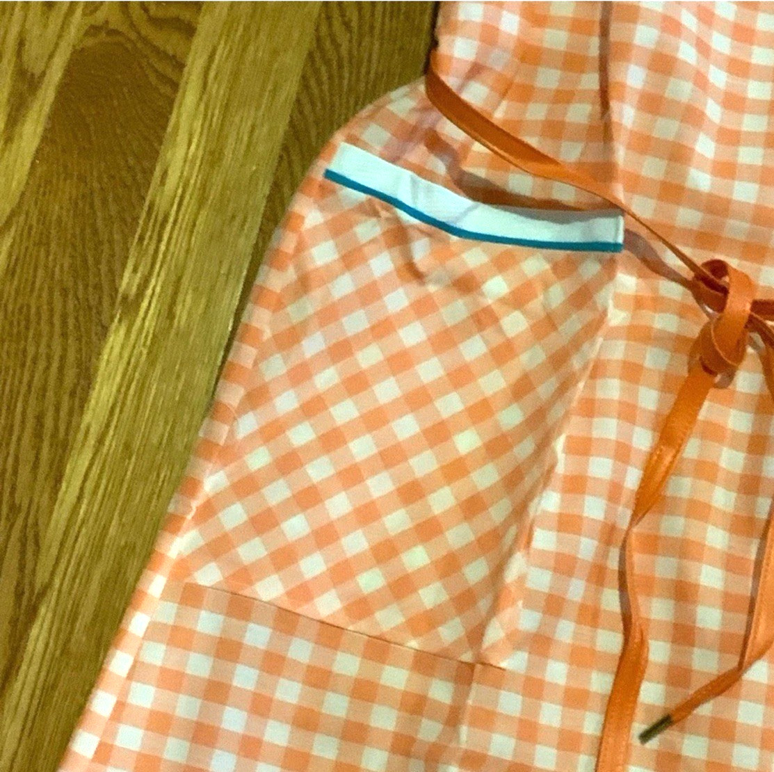 Vintage Komar Dress Orange Plaid Big Pocket Size Large USA NOS