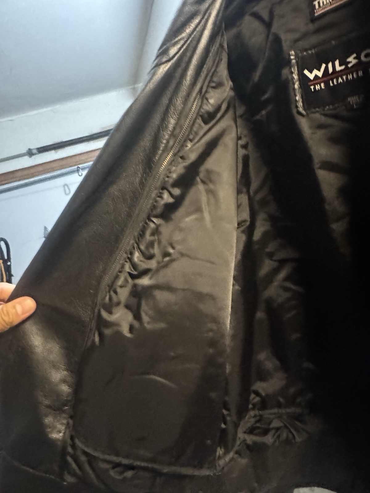 Vintage 1980s Wilsons Leather Jacket L – Black Thinsulate Moto Coat Lace Back
