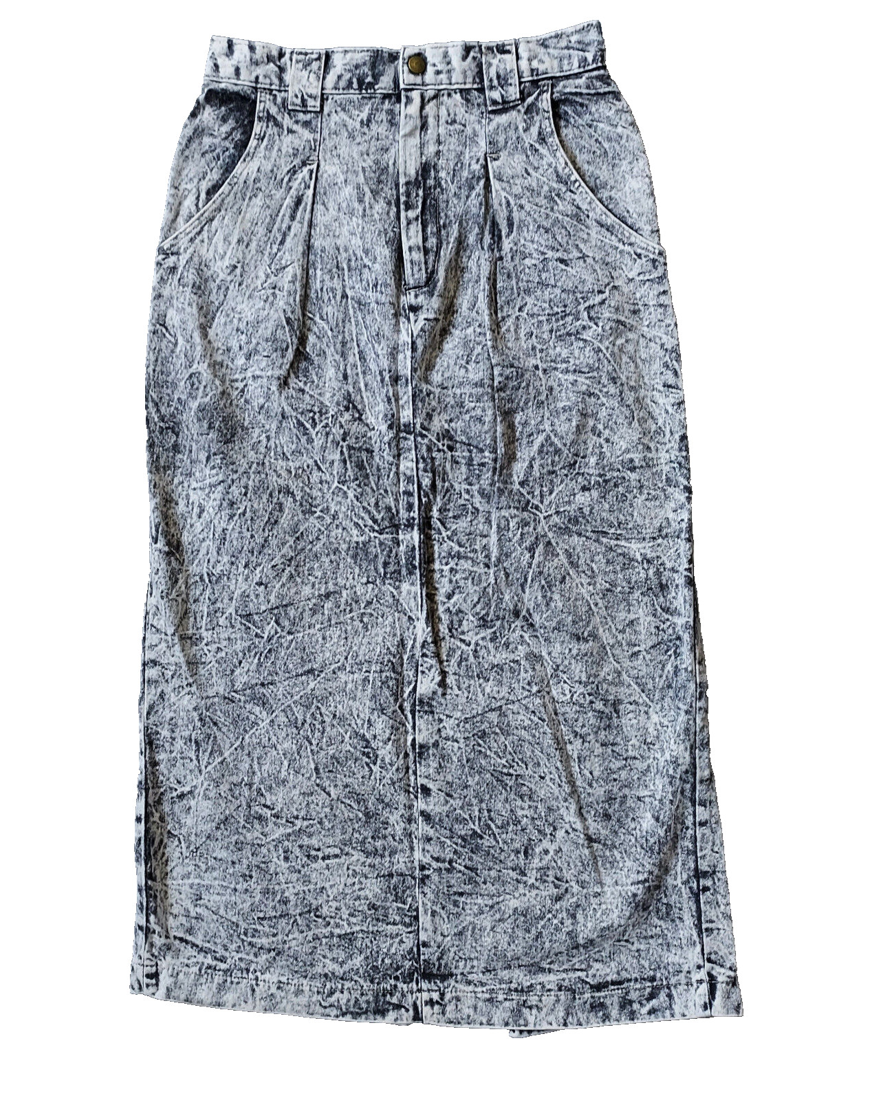 Vtg Vivaldi Skirt Denim Maxi Womens Size 10 28 X 33 Acid Wash Pockets Made USA