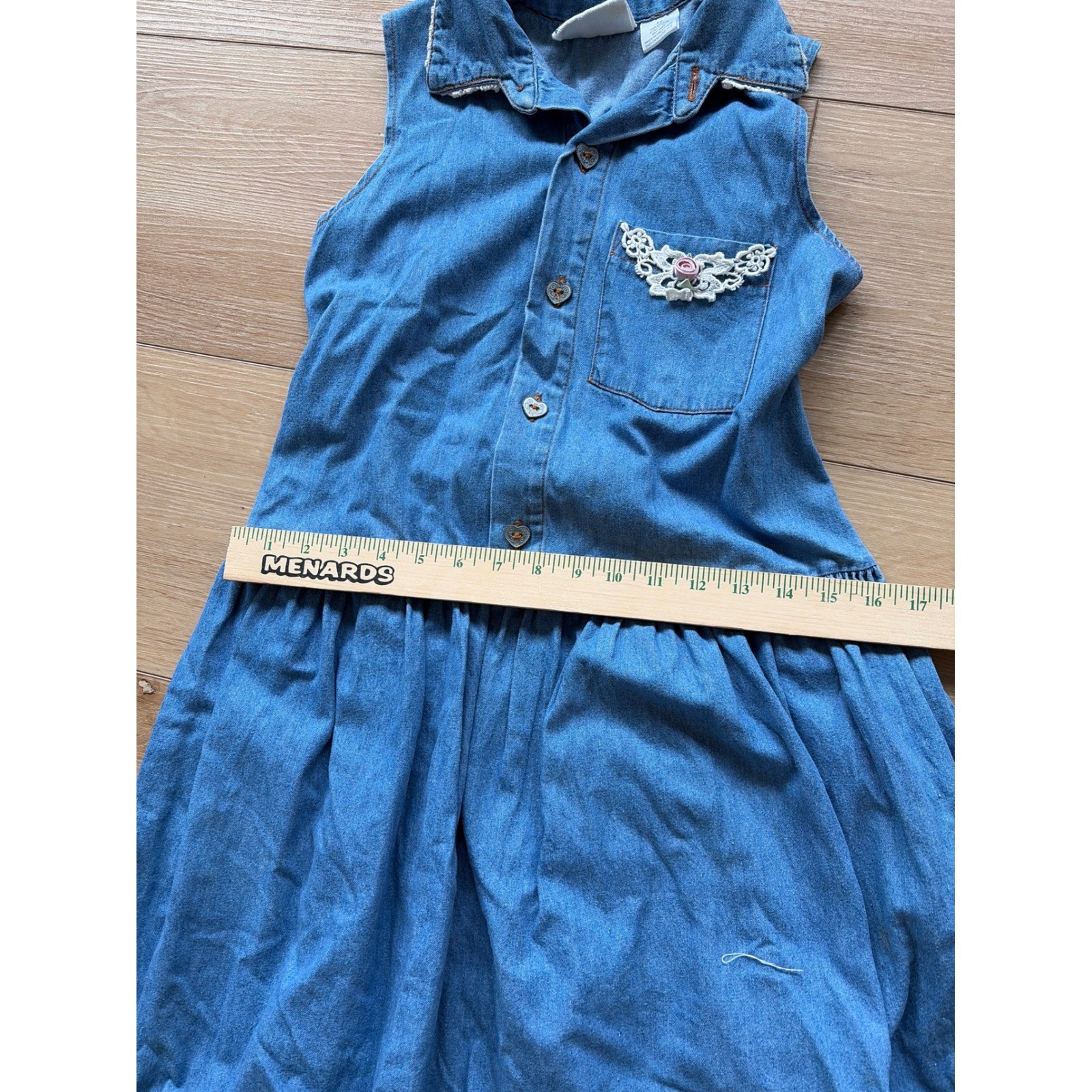 Vintage Canyon River Blues Denim cottage grandma core Rose Heart Buttons Size 12