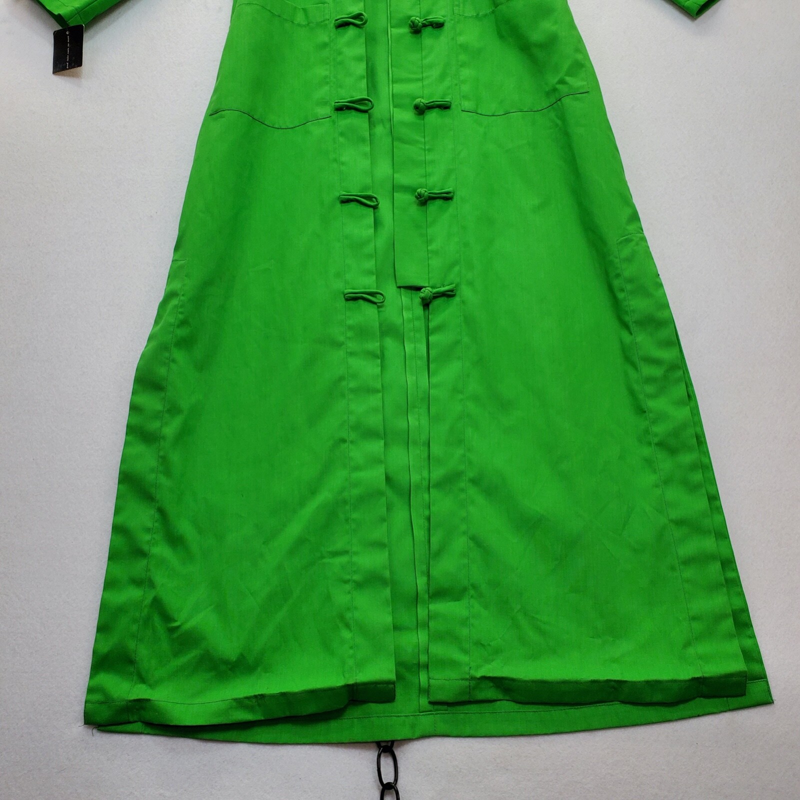 Vintage (Original Tags) GUMPS SF Lime Green Hostess Kaftan w/Frog Buttons Sz 8
