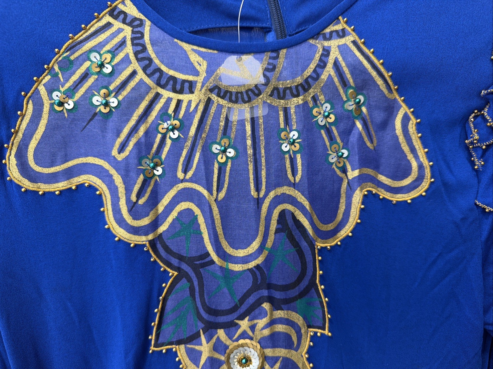 Vintage 1980s Zandra Rhodes London Silk Chiffon Beaded Drop-Waist Dress US 8