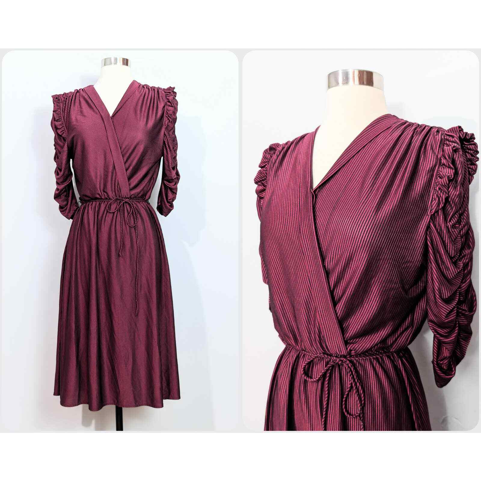 Diamond’s Run Red/Black Striped 80s Dress