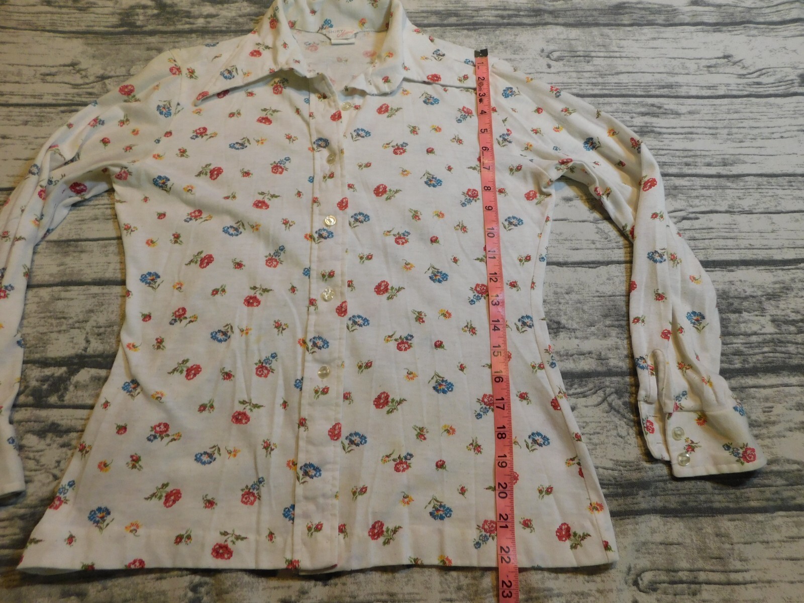 VTG 60s 70’s BELL BOTTOM PANTS TEXTURE POLY W FLOWER TOP OUTFIT SET WOMENS S /M