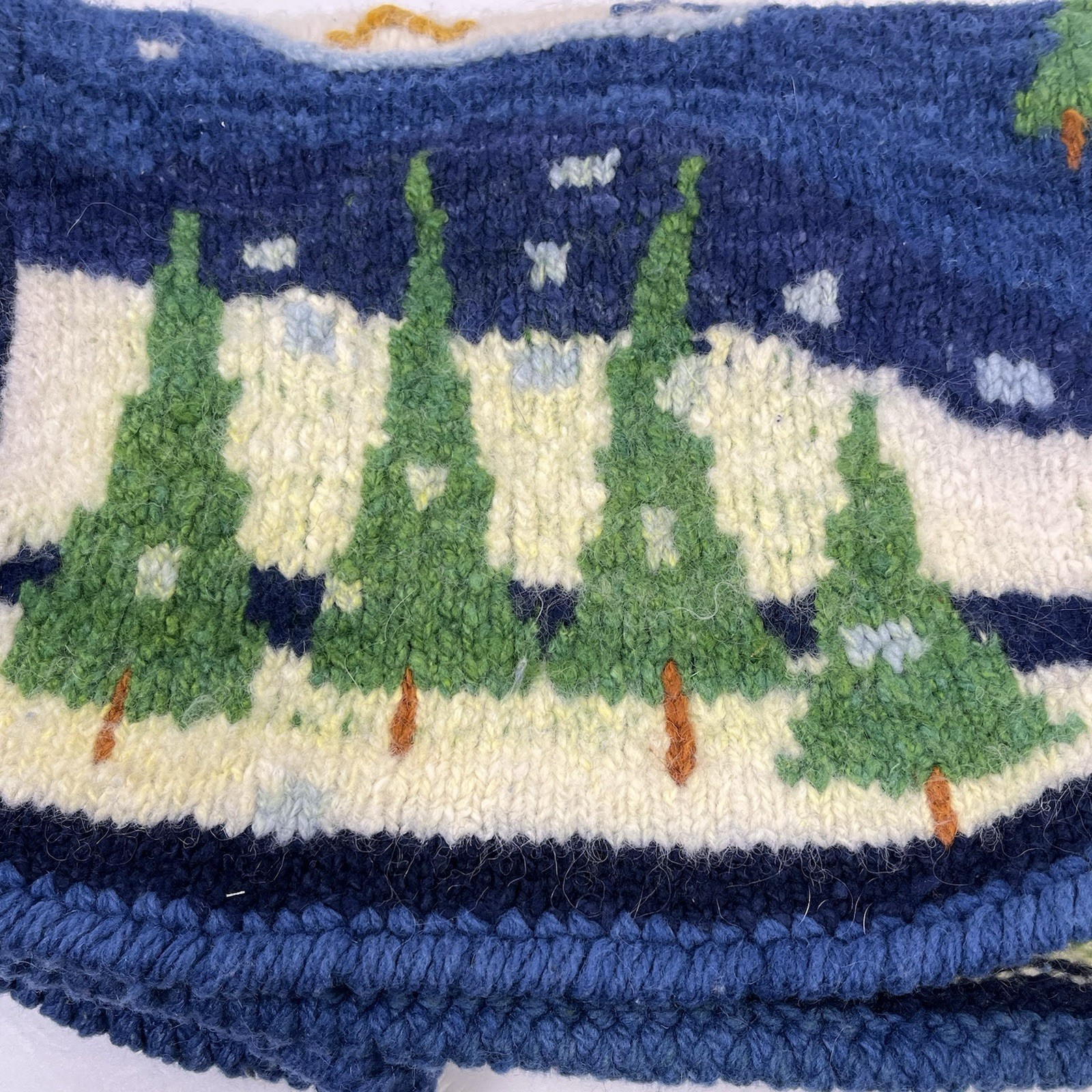 Vtg Amano Bolivian Wool Hand Knit Sweater Christmas Trees Stars Night Sky Aymara