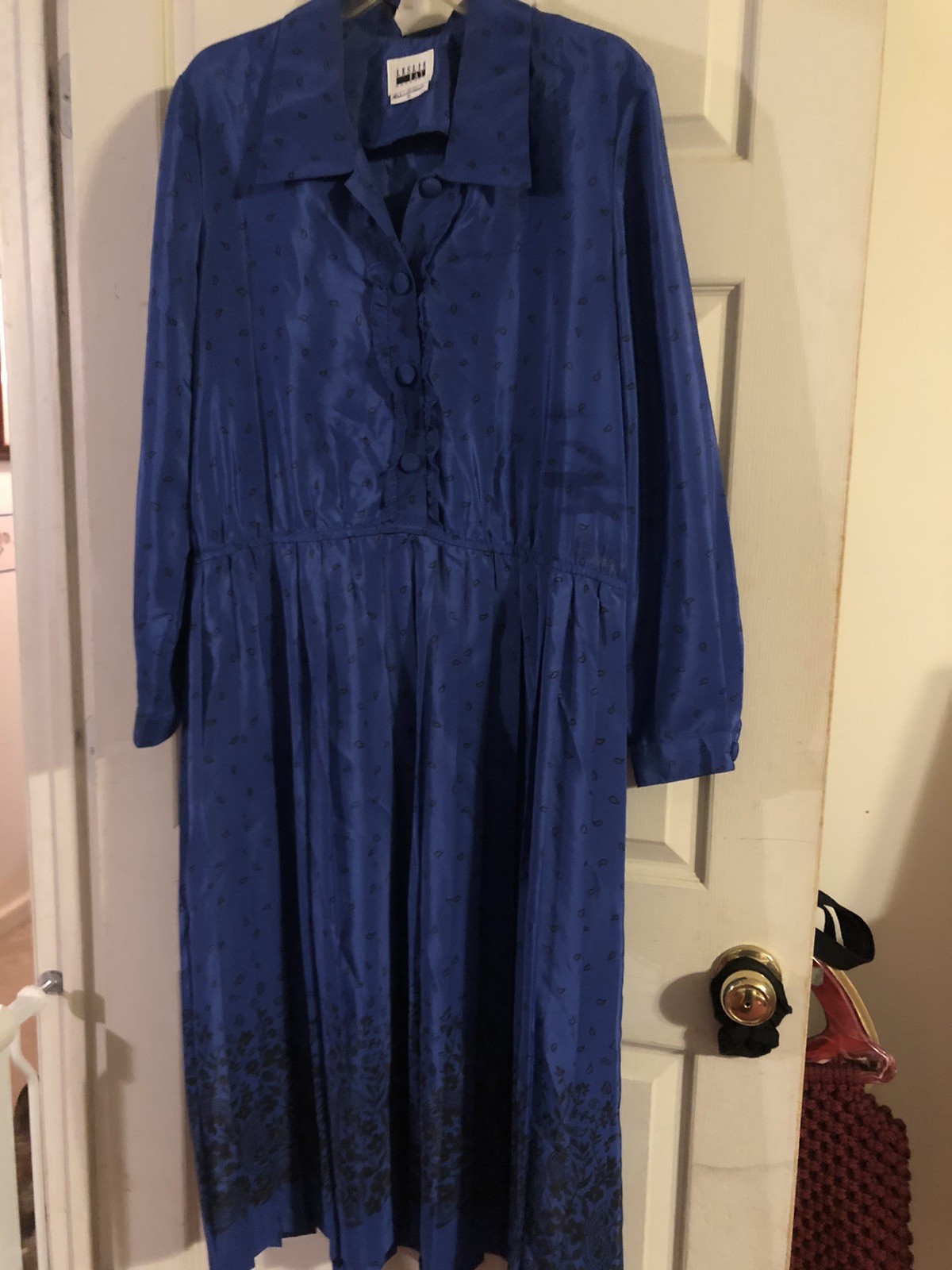 Vintage Women’s Blue Leslie Fay Dress With Matching Belt Size 16