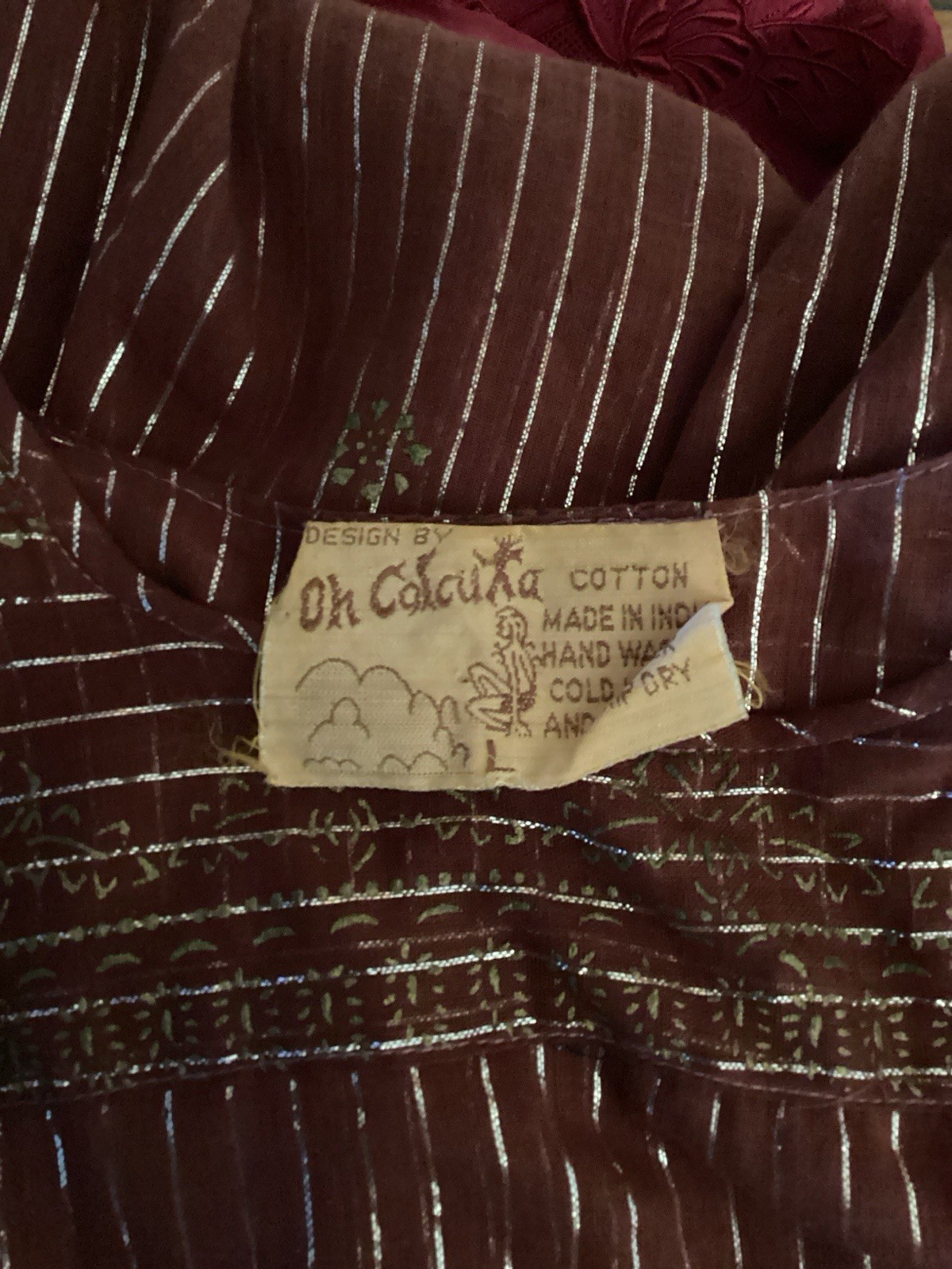 Vintage 70’s Rust metallic thread semi sheer OH Calcutta India dress sz S