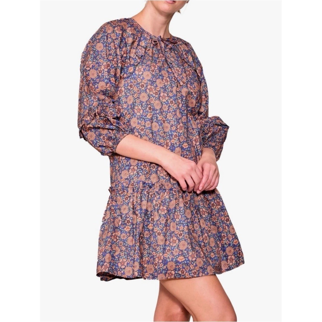 Anthropologie Melloday Floral Poplin Babydoll Mini Dress Women’s L NWT
