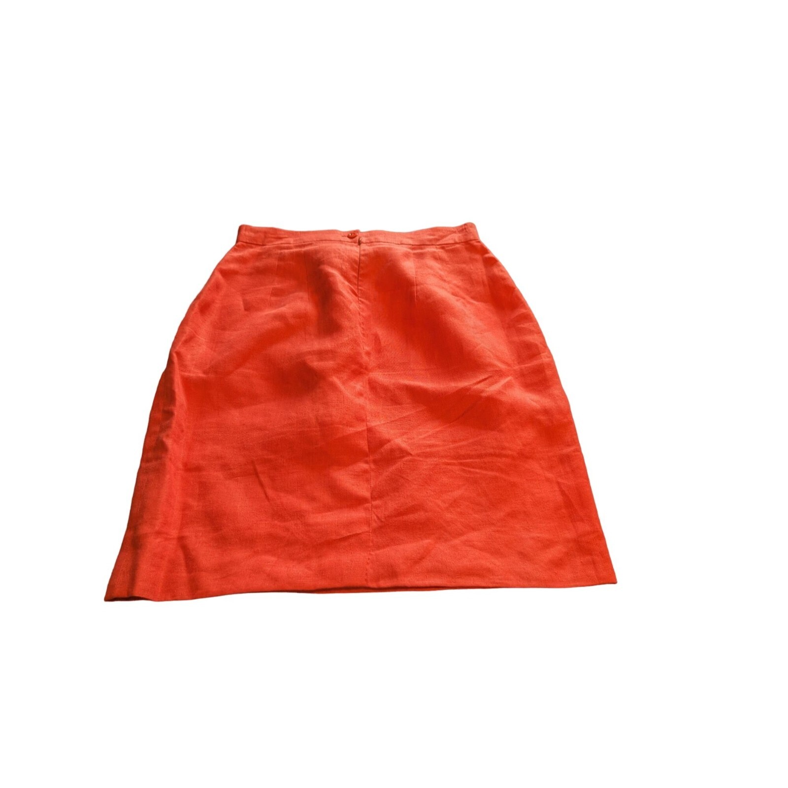 Vintage Unbranded 100% Linen Bright Coral Pink Skirt 29×20 (6/8) Made in USA
