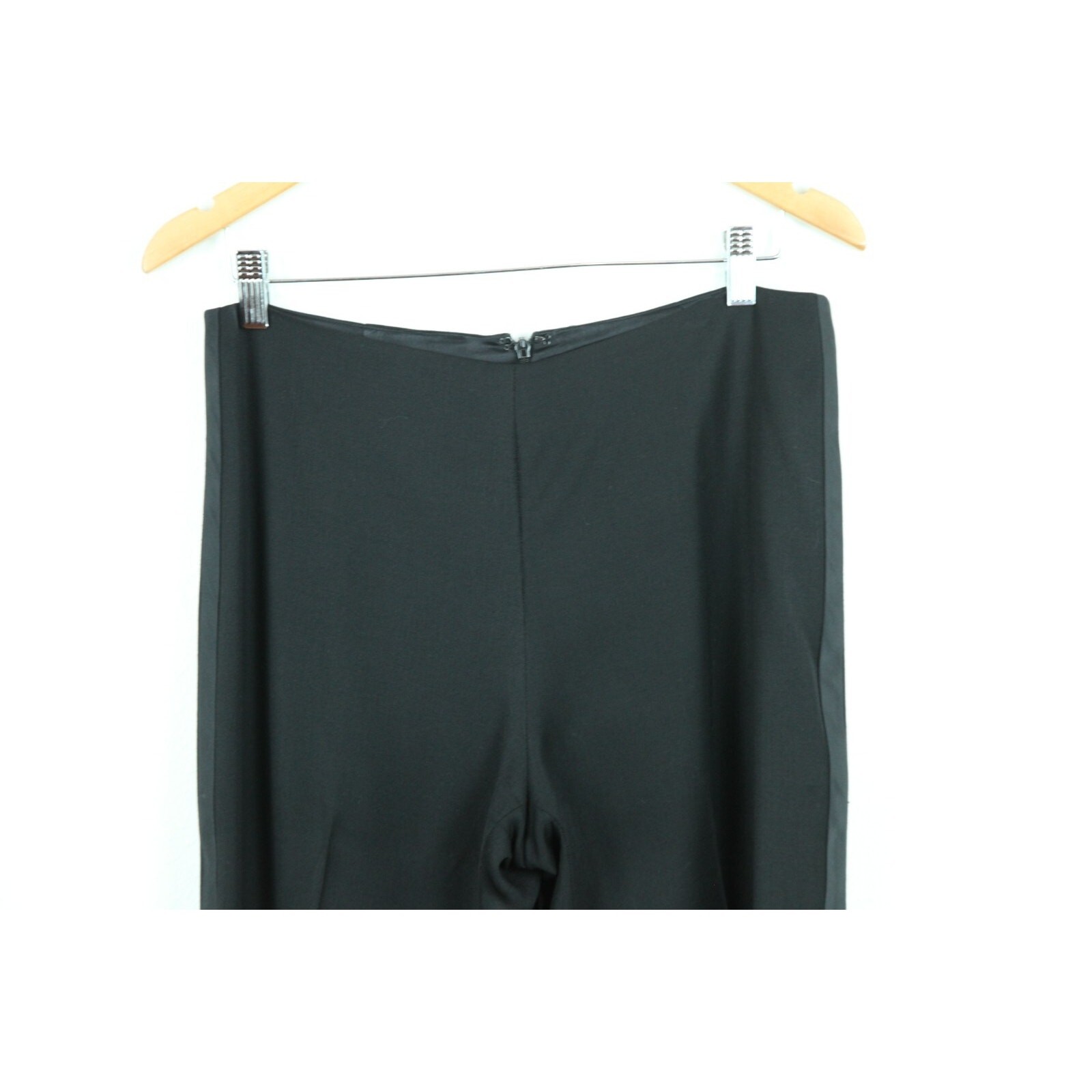 Ralph Lauren Purple Label 12 Pants Tuxedo Stripe Wide Leg Slacks Black FLAW