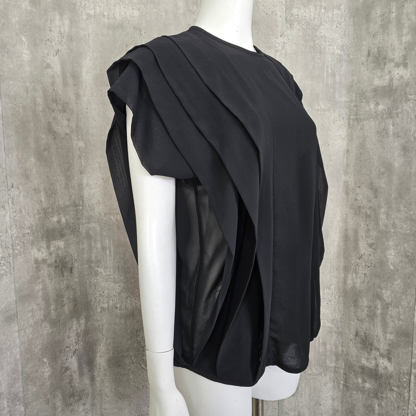 Vintage 80s Barboglio Cristina Jan Black Pleated Skirt & Sheer Blouse Set USA 4