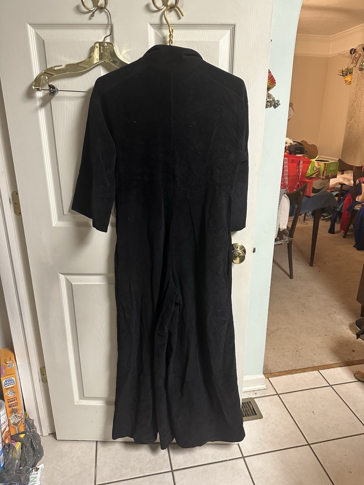 Vanity Fair VNT 60-70’s Velour Zip Front Wide Leg Jumpsuit Sz 6 Small Hole 36w