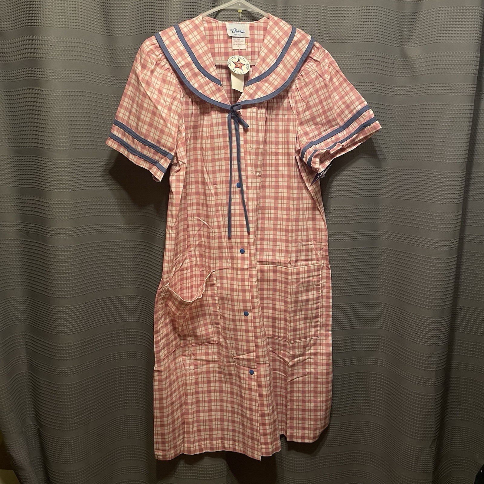 Vintage Its A Charm House Dress Women’s M Checkered Casual New With Tags