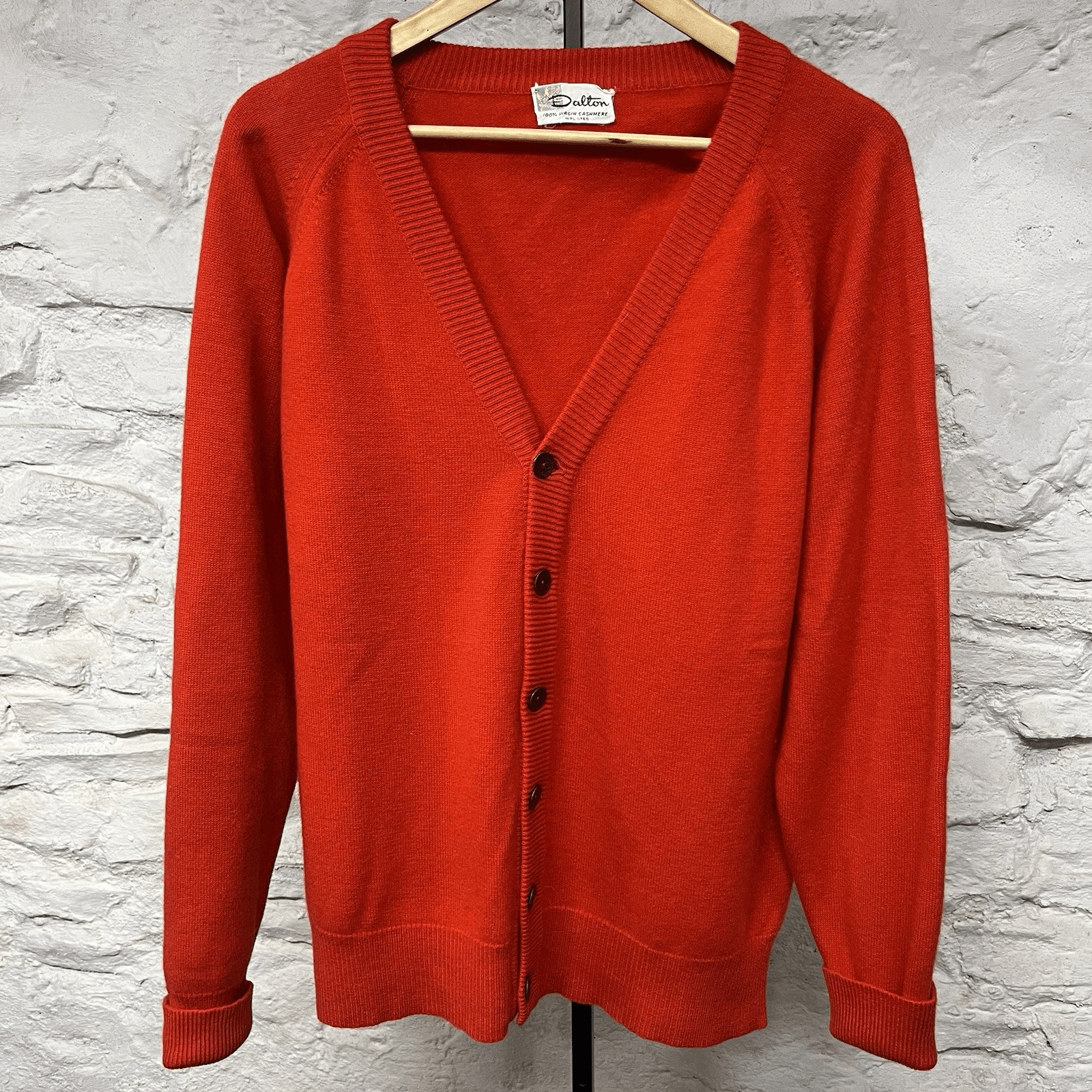 Dalton 100% Cashmere Cardigan Sweater Grandpa Hipster Red True Vintage 1960s