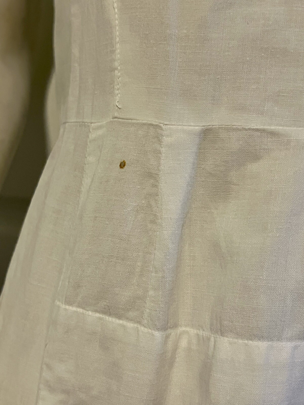 Vintage Antique Handmade White Cotton Slip Nightgown Undergarment Eyelet Hem M