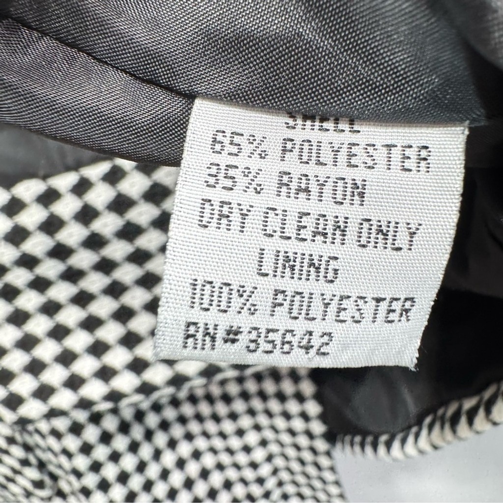 Vintage Black & White Checked Blazer Button Front Notched Collar Morgan Miller
