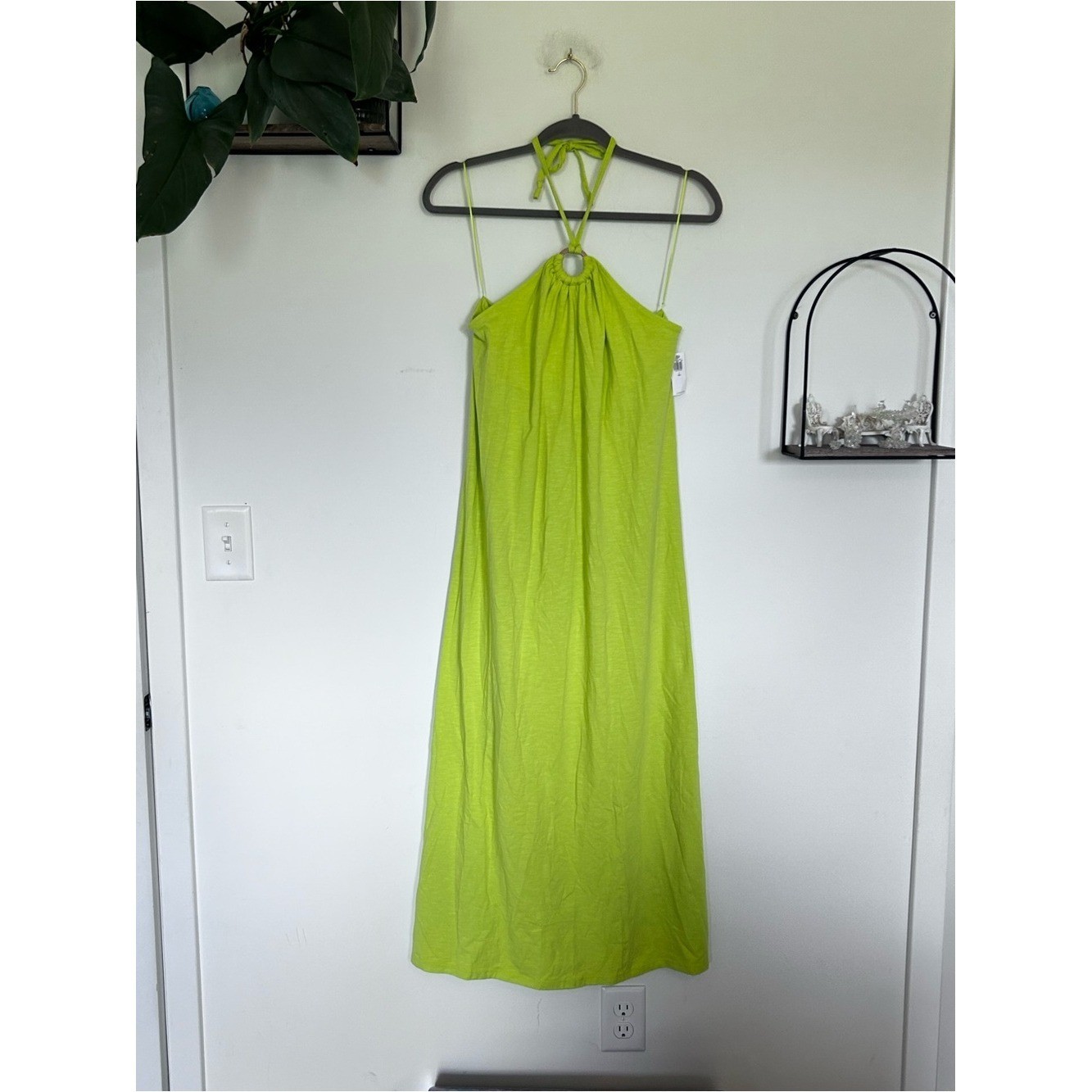 NWT Old Navy Neon Sleeveless Halter Tie Neck Open Back Midi Dress Large Tall