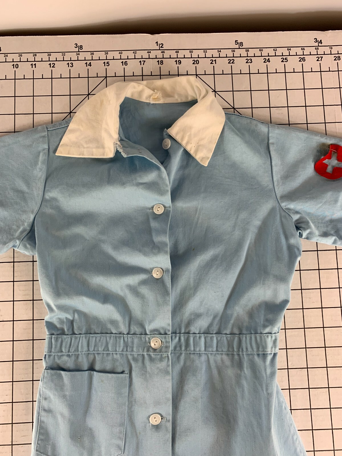 Vintage 50s 60s Nurse Outfit Uniform Medical Hospital Doctor Dress Red Cross Top