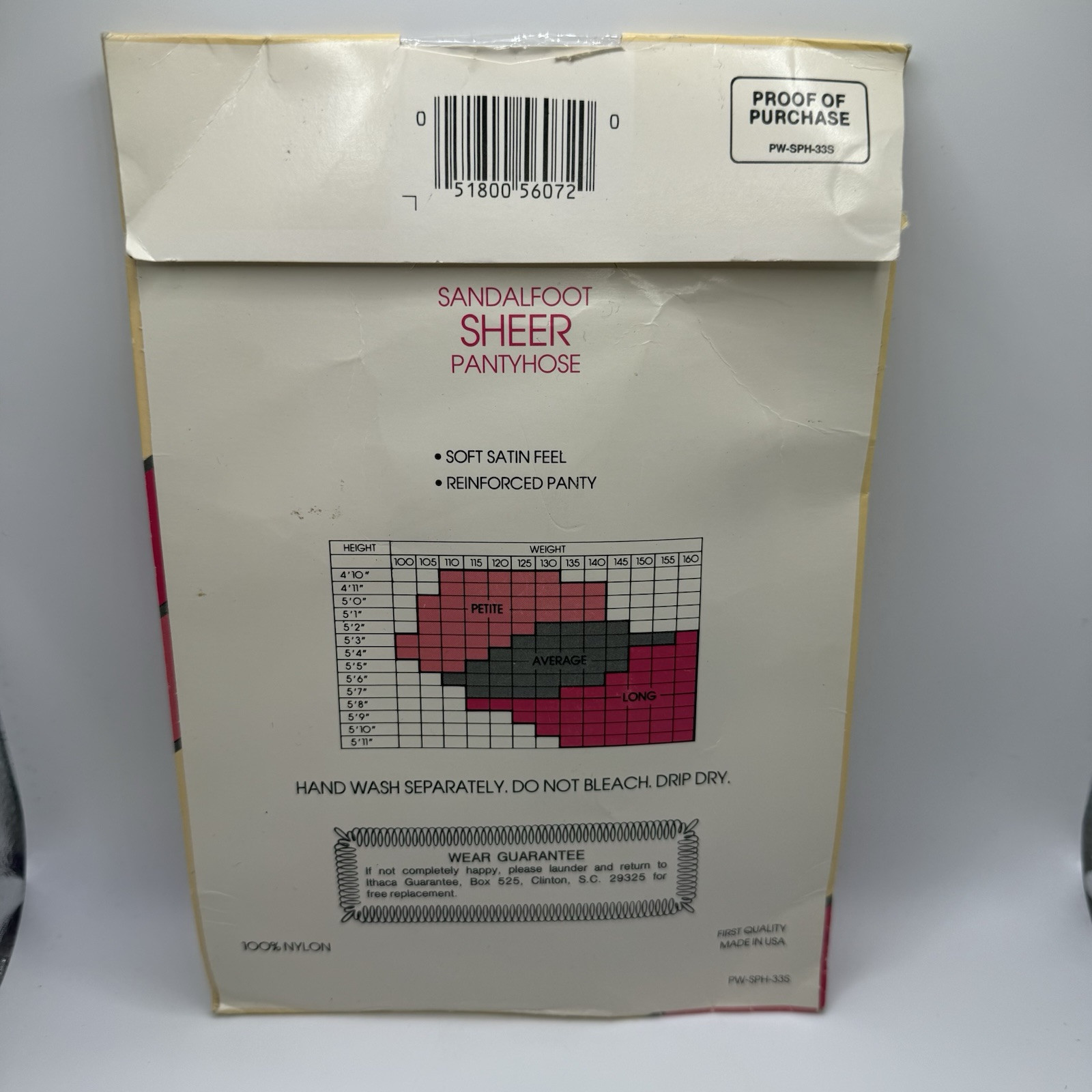Vintage 60S Penni Wise Petite Average Suntan Nylon Pantyhose Sandalfoot Sheer