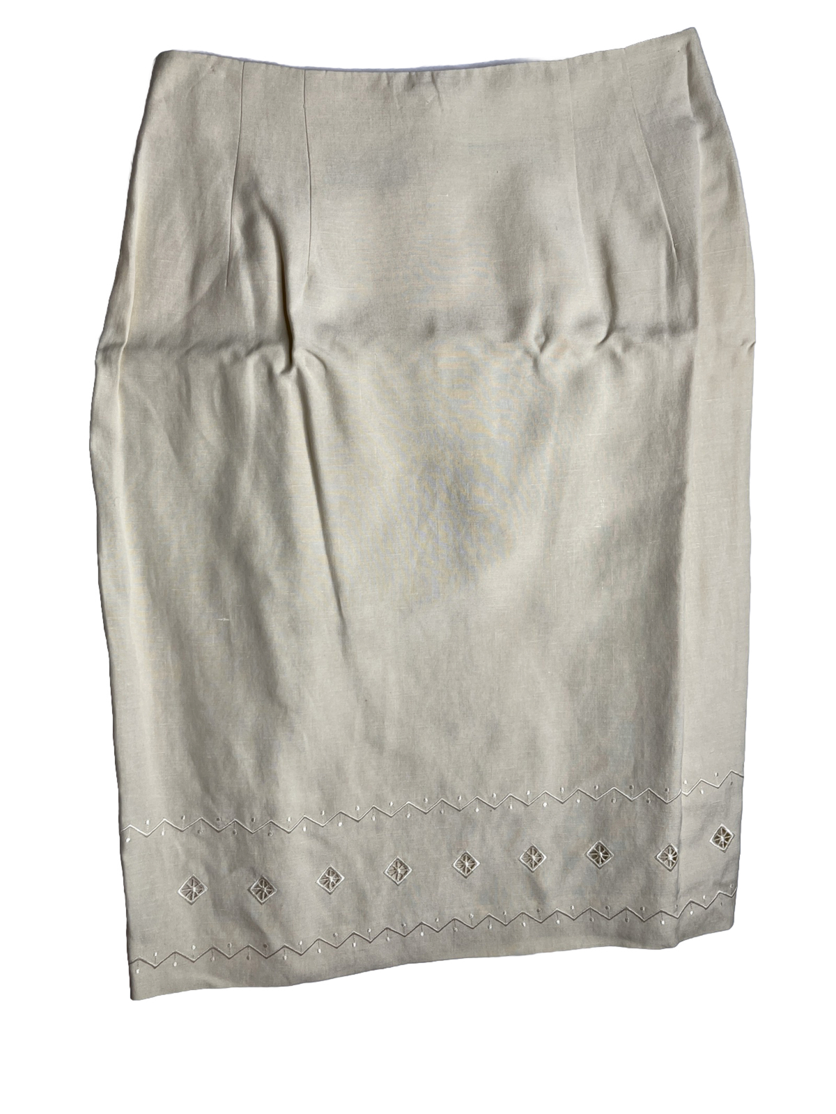 YL By Yair Women’s Cream Blazer Skirt Set W/ Stitching Padded Shoulders Size 12