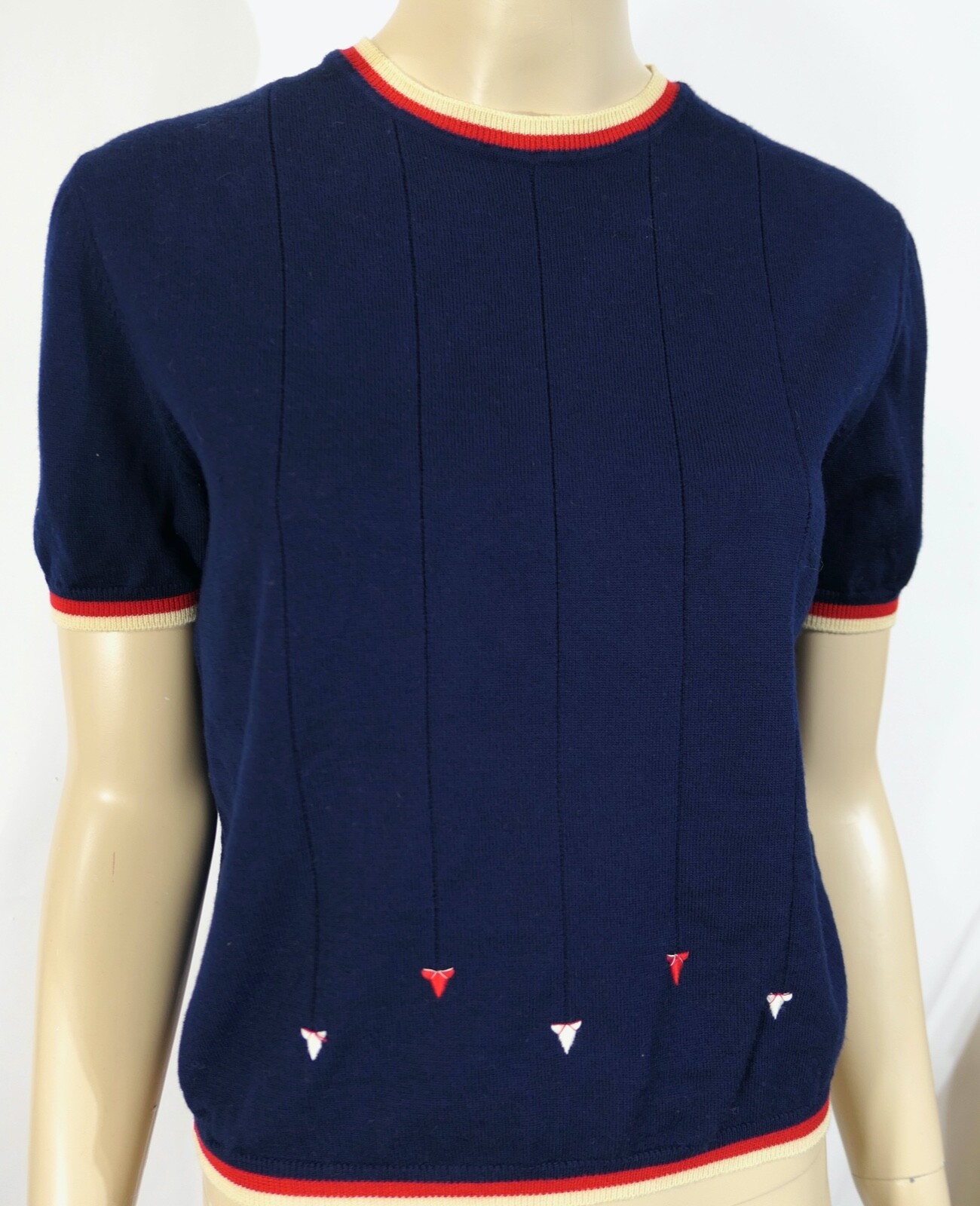 Vintage 60s Gina Paoli Italy Rockabilly Mod Nautical Wool Sweater Jacket Set L