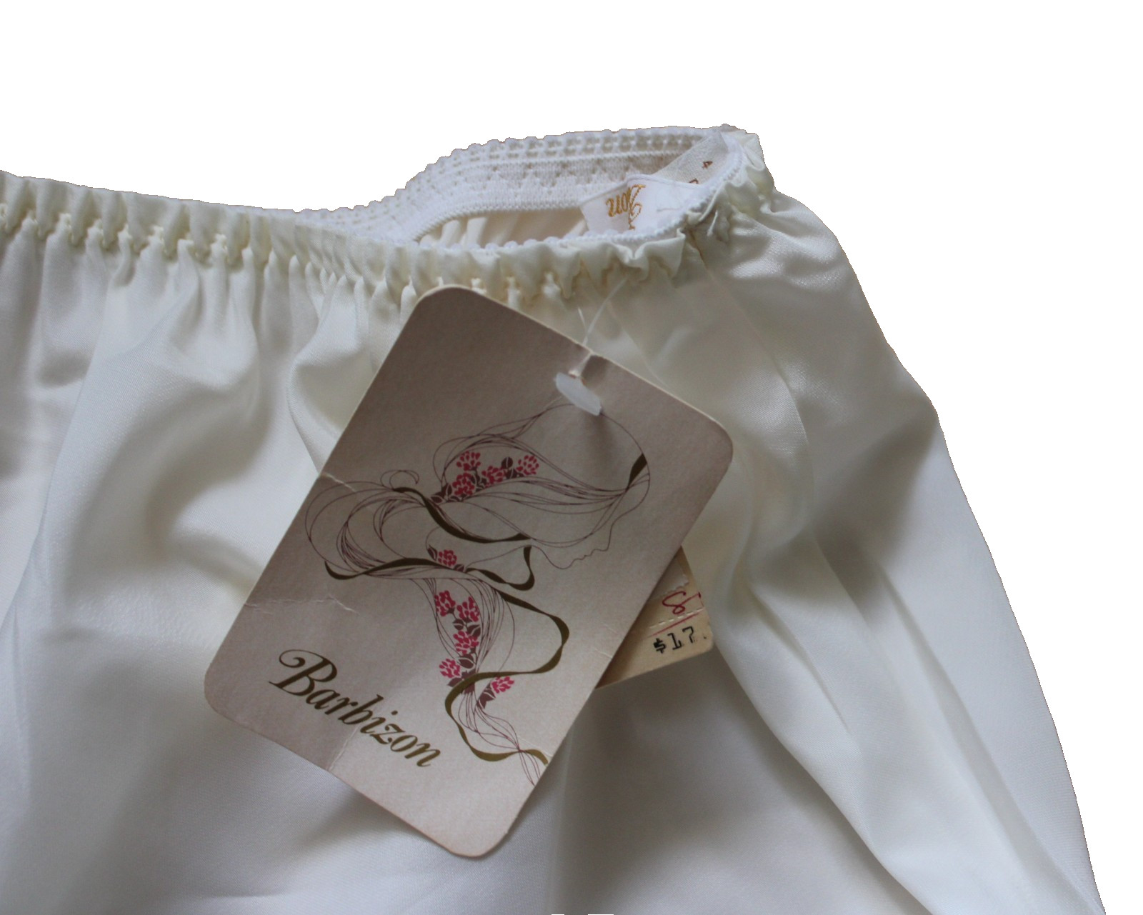 Vntg BARBIZON Crepe Remarque Half Slip Knee Ivory Scalloped Lace Sz Med NOS