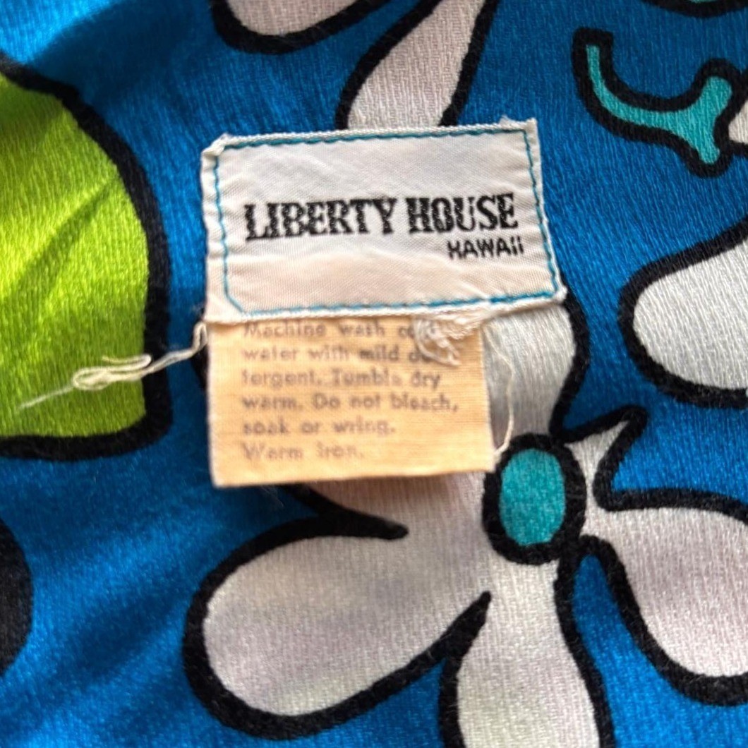 Liberty House Hawaii Psychedelic Floral Maxi Dress Blue Aloha S Vintage