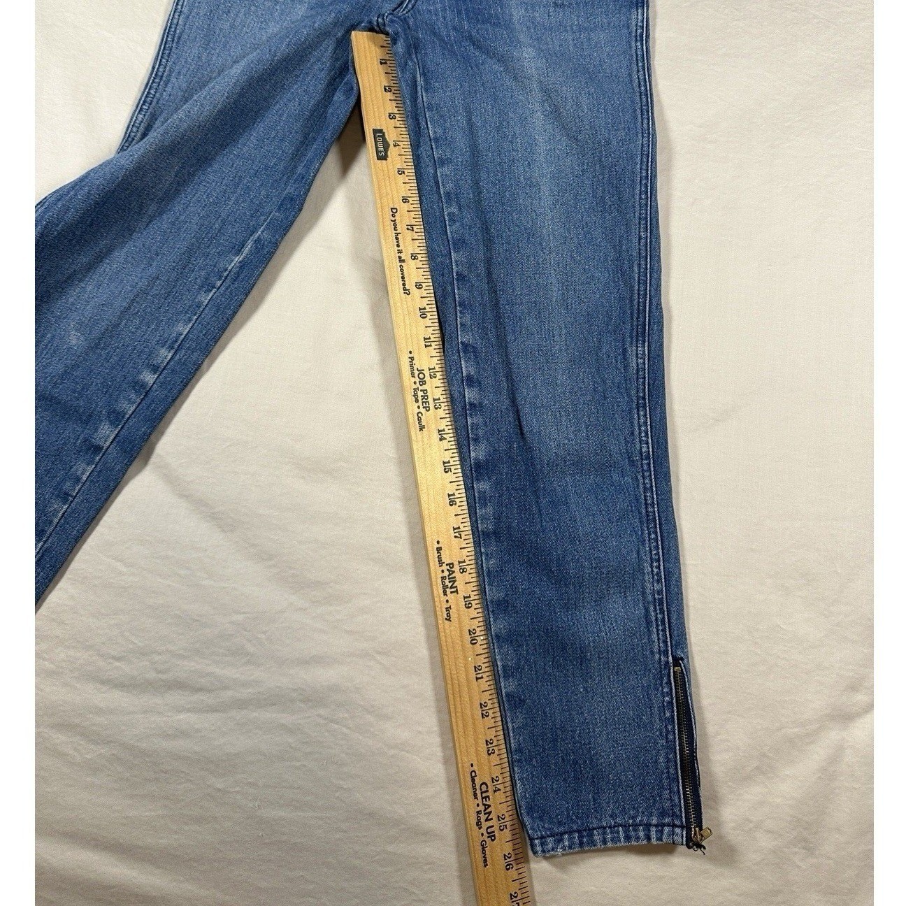 Vintage Jordache High Waisted Tapered Leg Blue Denim Jeans Ankle Zip 24 Waist 28