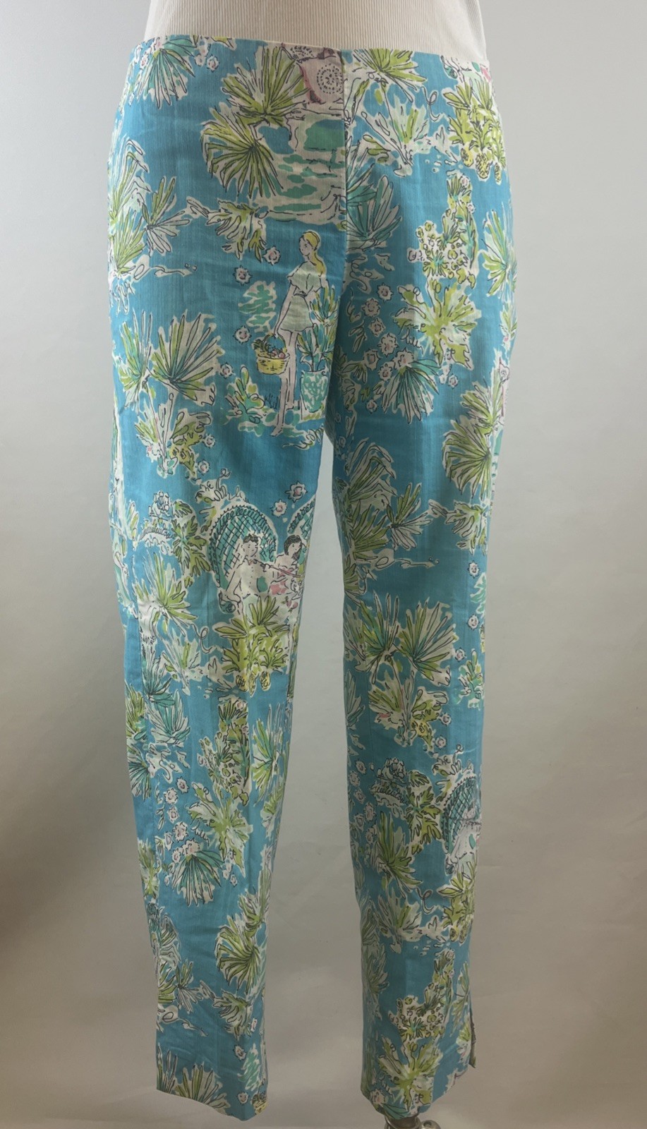Lilly Pulitzer Original’s “Jungle Glam Toile” Resort Pants Sz 4 Aquamarine