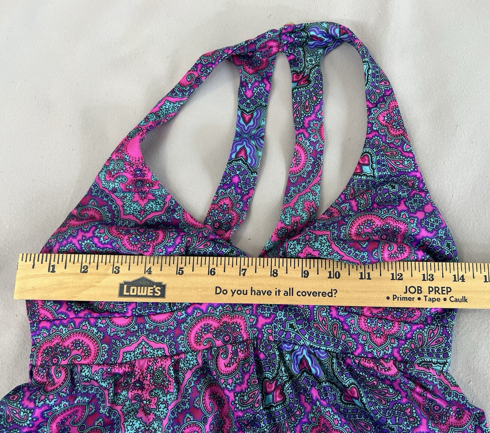 Vintage 1970s HIGH TIDE CALIFORNIA Maxi Paisley Beach POOL party Sun Dress XS/S