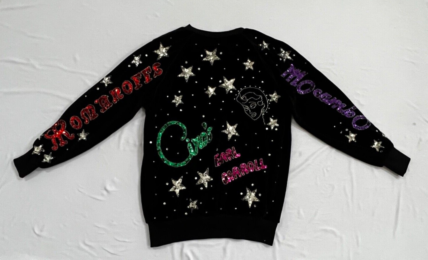 BONNIE BOERER BROWN DERBY COCOANUT GROVE WOMENS BLACK VELVET SEQUINS SWEATER S