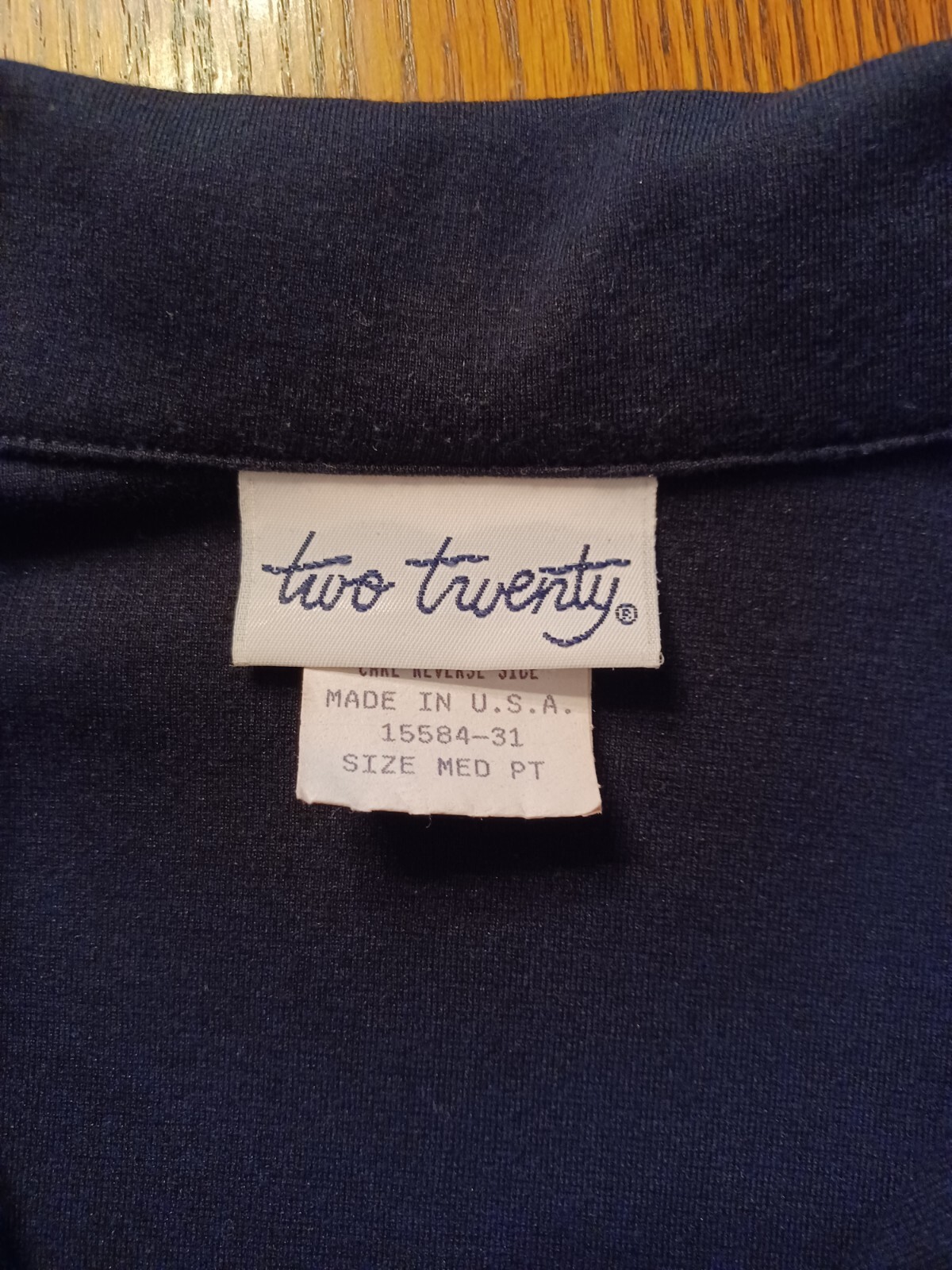 VTG Two Twenty Black Two Button Robe Housecoat Duster Med PT