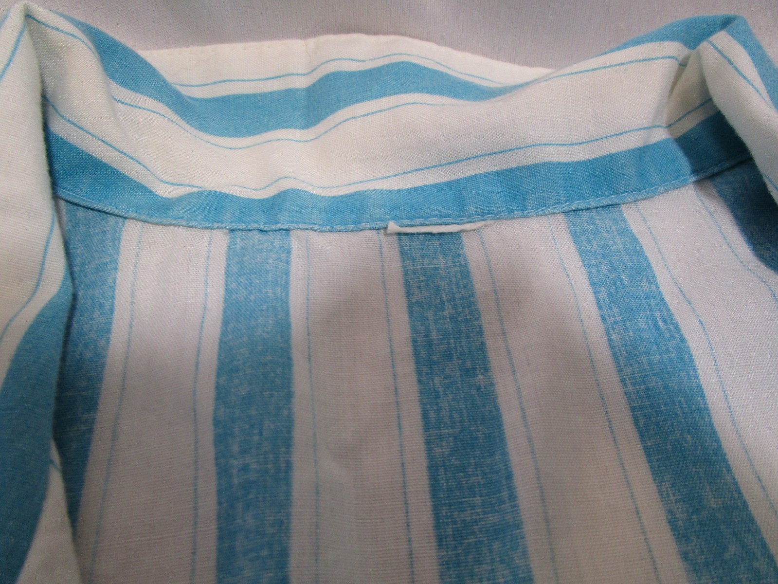 Handmade Vintage Single Stitch Light Turquoise Button Up Short Sleeve Blouse L